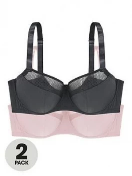 image of Dorina Spencer 2 Pack Non Padded Bra - Grey/Pink