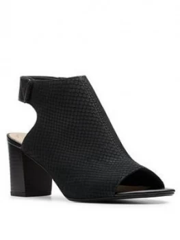 image of Clarks Deva Bell Leather Peep Toe Sandal - Black