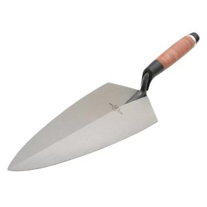 image of Marshalltown 19L Philadelphia Pattern Brick Trowel Leather Handle 11in