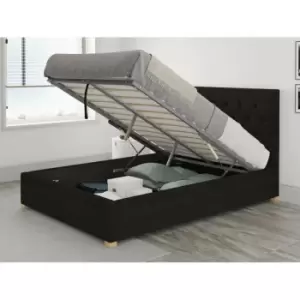 Image of Olivier Ottoman Upholstered Bed, Kimiyo Linen, Charcoal - Ottoman Bed Size Double (135x190)