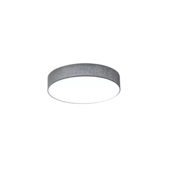 Image of Lugano Modern 30cm Cylindrical Ceiling Light Nickel Matt 3000K with Grey Shade