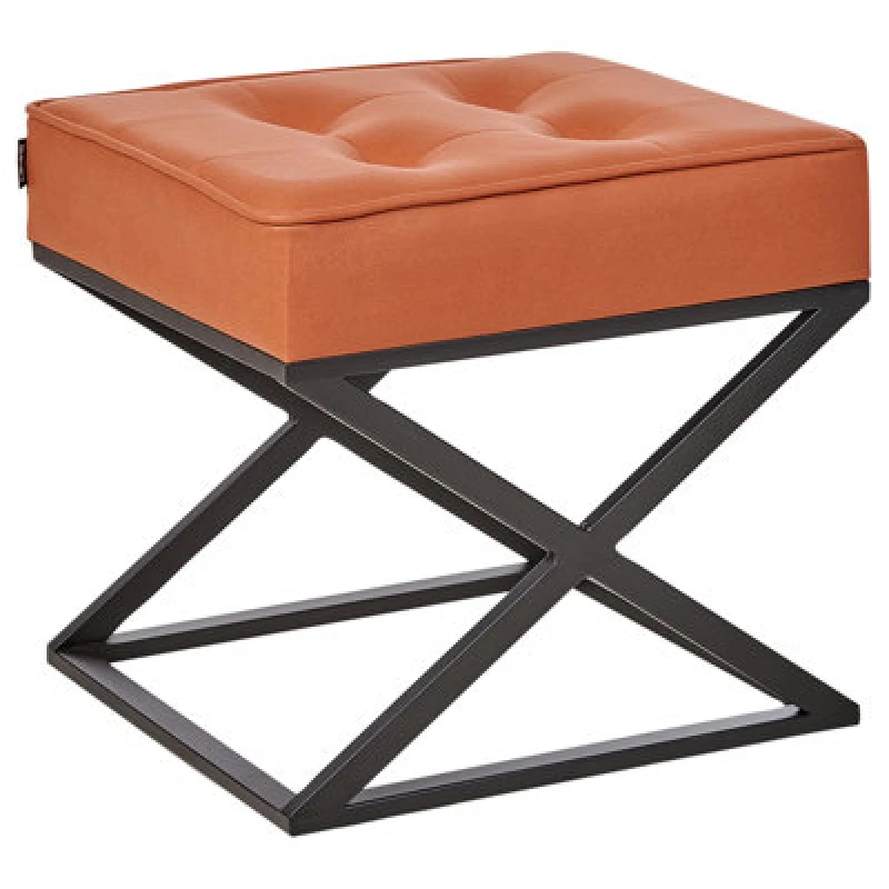 Image of Beliani Faux Leather Footstool Orange Murdo