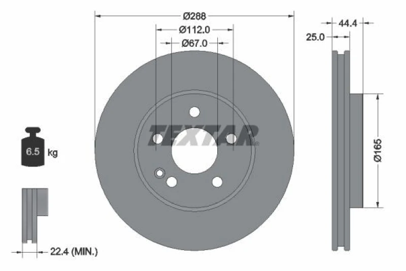 Image of Brake disc TEXTAR 92132005