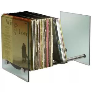 Image of Techstyle Ghost Contemporary Glass And Steel 170 Lp Vinyl Record Storage Silver