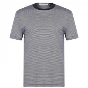 Image of Calvin Klein Stripe Crew Neck T Shirt - Nvy/Wht 484