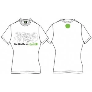 Image of The Beatles On Apple Ladies White T Shirt Large