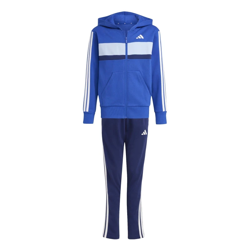 Image of adidas 3S Tiberio Fleece Tracksuit Juniors Blue/Grey unisex 11-12 Years