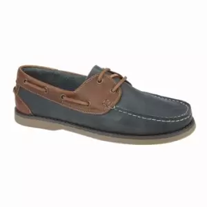 image of Rdek Mens Leather Boat Shoes (6 UK) (Navy/Tan)