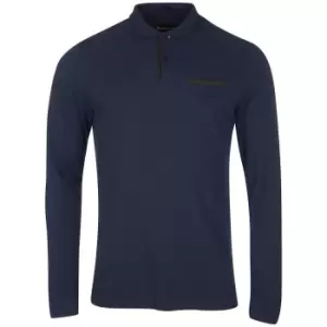 Image of Barbour Mens Essential Long Sleeve Pocket Polo Shirt Navy Large