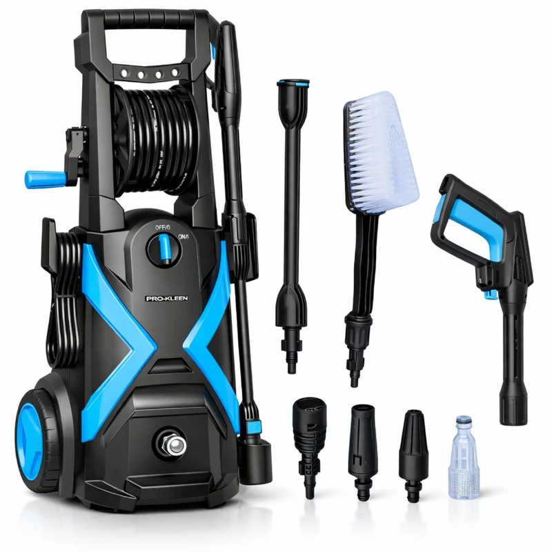 Image of ProKleen Pressure Washer High Power Jet Wash Portable 165 Bar 2.2kW in Black Unisex