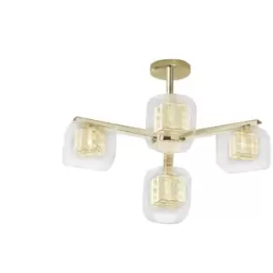 Image of Impex Avignon 4 Light Ceiling Light Gold Crystal