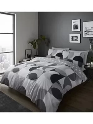 Image of Catherine Lansfield Sirkel Geo Duvet Cover Set In Monochrome