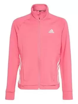 Image of adidas Junior Girls 3 Stripe Training Icons Track Top - Bright Pink, Bright Pink, Size 7-8 Years, Women