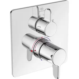 Image of Ideal Standard Freedom Thermostatic Concealed Dual Outlet Shower Valve Square in Chrome Brass/Stainless Steel