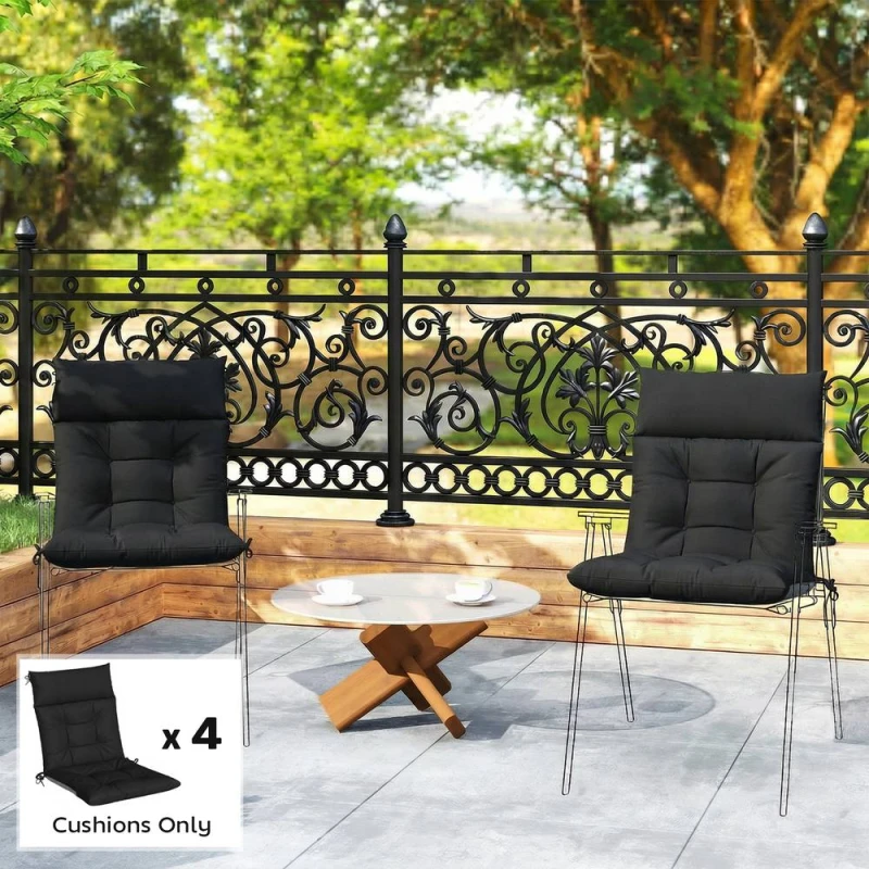 Image of OUTSUNNY Garden Chair Cushions Set of 4, Waterproof Seat Pads, Black Unisex