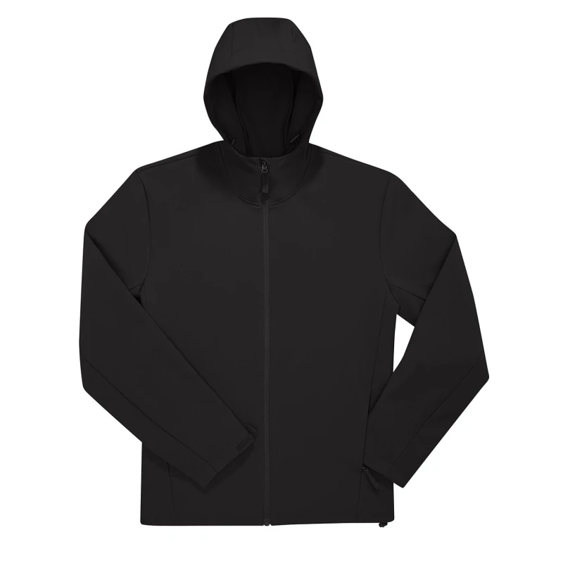 Image of B&C Mens Reset 3 Layer Hooded Soft Shell Jacket in Black Size: XS Black Male XS