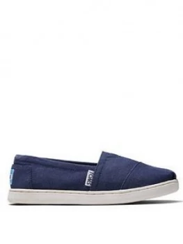 Image of Toms Boys Alpargata Canvas Shoes - Navy, Size 5 Older