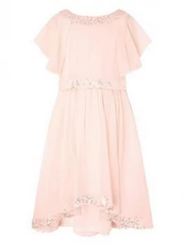 Monsoon Girls Meghan Hi Low Sequin Dress - Peach, Size 10 Years, Women