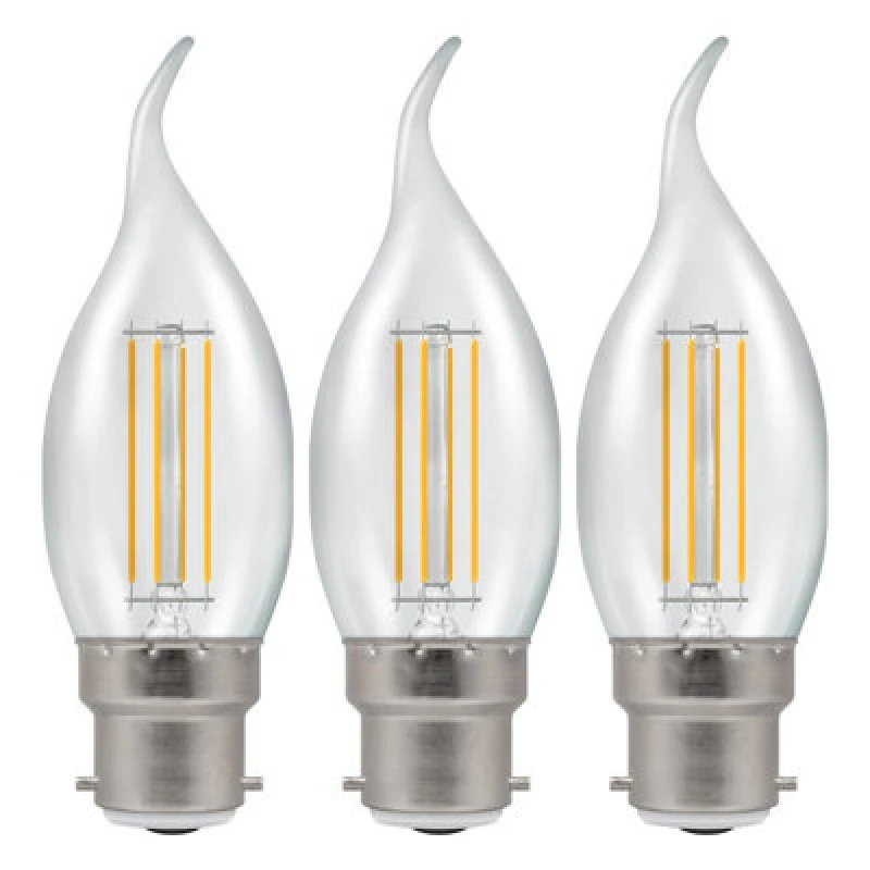 Image of Crompton Lamps LED Bent Tip Candle 2.2W B22 Filament Warm White Clear