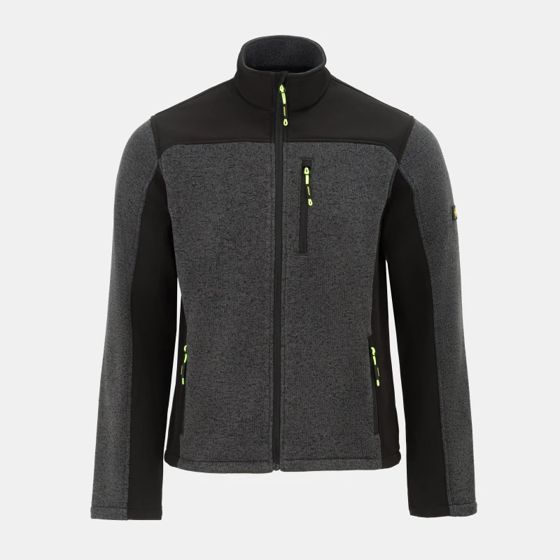 Image of Dunlop Mens On-Site Fleece Long Sleeve Softshell Jacket Black/Grey male XS