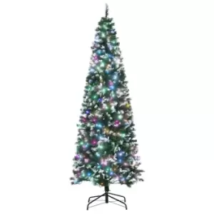 image of Christmas Tree Slim 7' with 350 Multi Coloured LED Lights - HOMCOM TJ Hughes