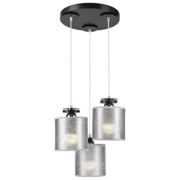 Lamkur Lighting - Rosa Cluster Pendant Ceiling Light With Fabric Shade, Black, 3x E27