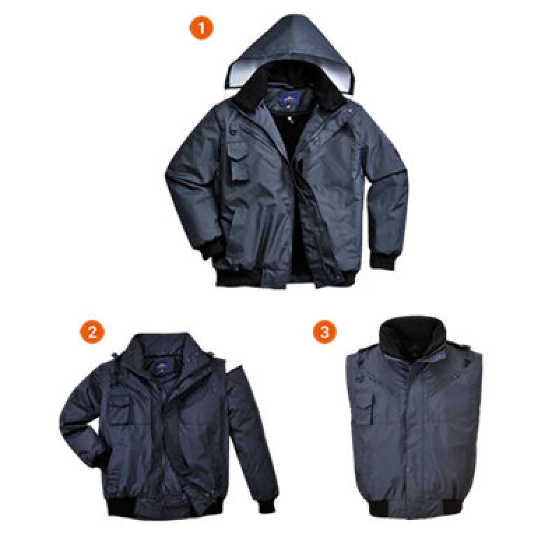 Image of Oxford Weave 300D 4 in 1 Waterproof Bomber Jacket F465NARXXXL Colour: Navy