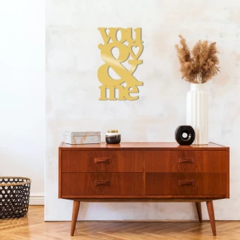 Image of You & Me Metal Decor - Gold Gold Decorative Metal Wall Accessory