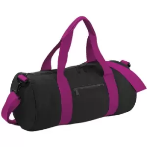 Image of Bagbase Plain Varsity Barrel / Duffle Bag (20 Litres) (Pack of 2) (One Size) (Black/Fuchia) - Black/Fuchia