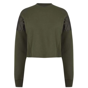 image of Golddigga Crop Crew Sweatshirt Ladies - Khaki