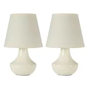 image of Interiors by PH Ceramic Table Lamps Set of 2, Cream