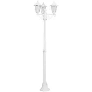 Image of IP44 Outdoor Bollard Light White Aluminium Lantern 3 Arm 60W E27 Bulb Lamp Post