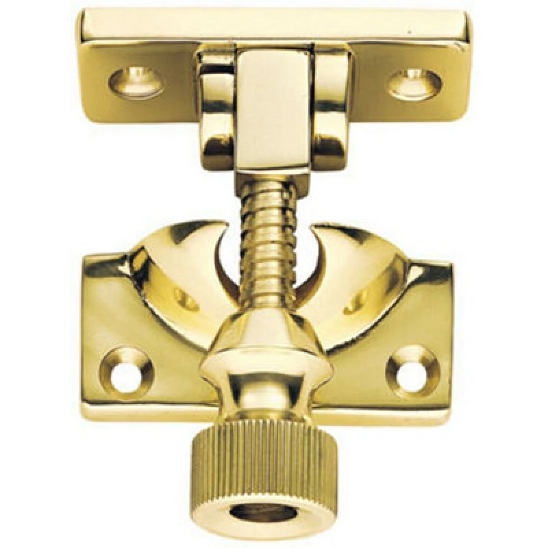 Image of Loops Brighton Pattern Sprung Sash Fastener 60 x 25mm Fixing Plate Polished Brass Metallics unisex