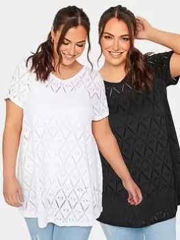 Image of Yours Broidery Swing Top 2 Pack - Black/White, Size 20, Women