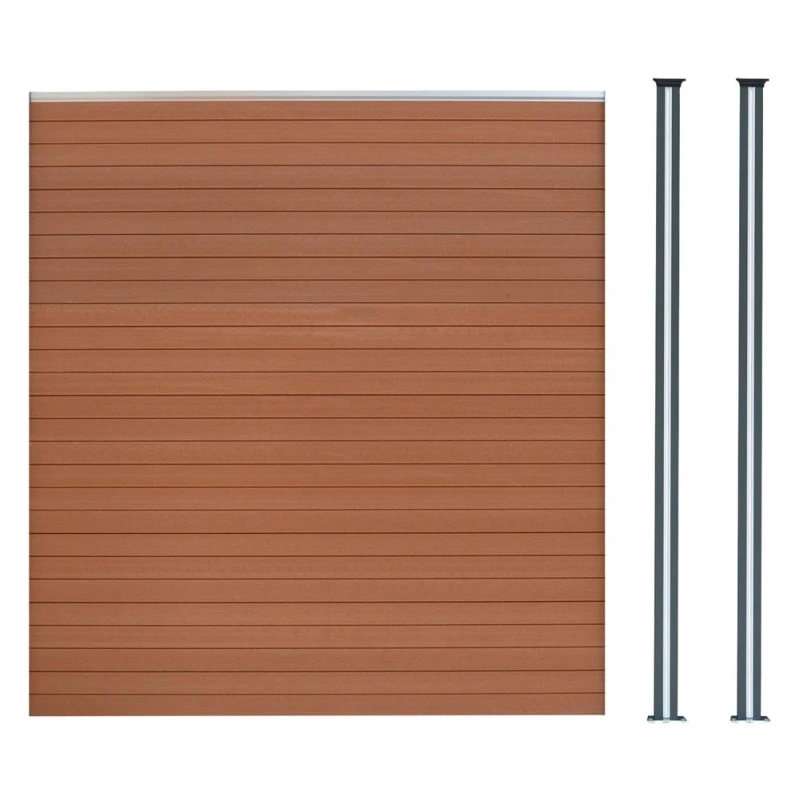 Image of Monstershop Composite Fence Panel & LED Posts 6ft x 6ft - Brown Brown Unisex