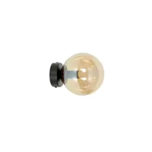 Image of Rossi Black Wall Lamp with Amber Glass Shades, 1x E16