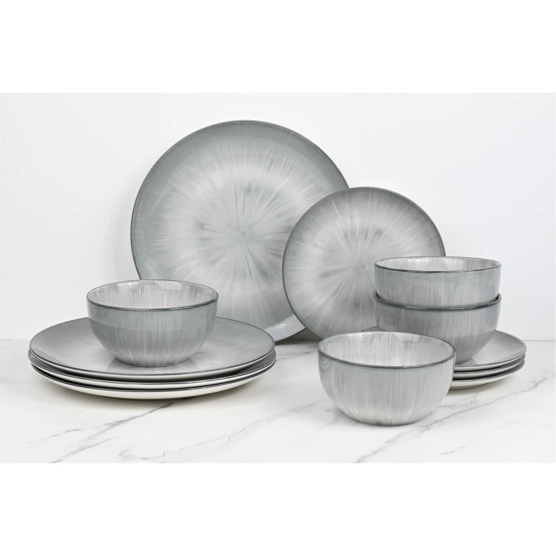 Image of Waterside 12Pc Grey Star Reactive Glaze Dinner Set 6310