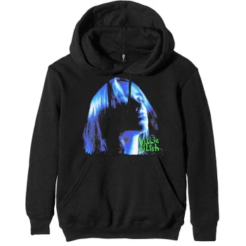 Image of Billie Eilish - Neon Shadow Blue Unisex Large Hoodie - Black