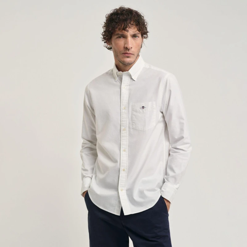 Image of Gant Regular-Fit Archive Shield Oxford Shirt - White White S