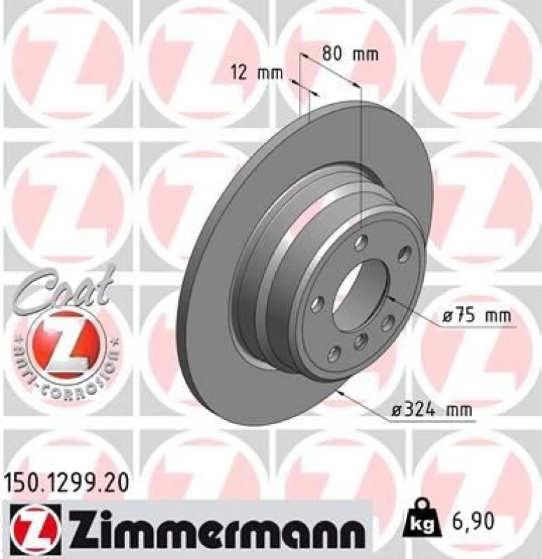 Image of ZIMMERMANN Brake disc ZIMMERMANN 150.1299.20