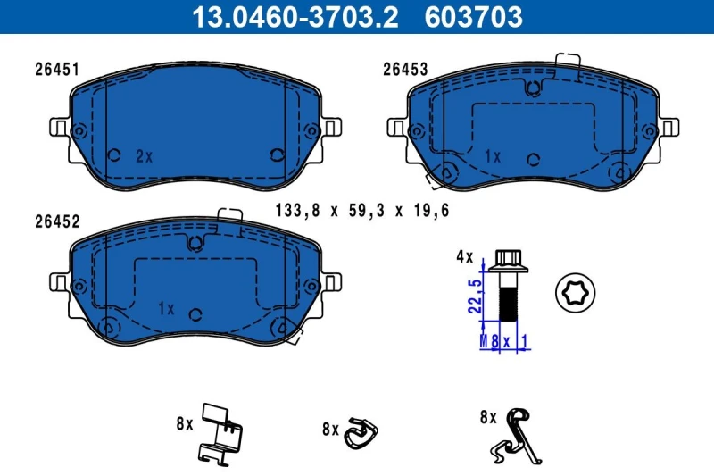 Image of Brake pad set ATE 13.0460-3703.2