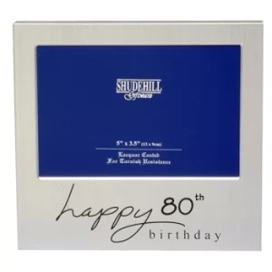 image of Satin Silver Occasion Frame 80th Birthday 5x3