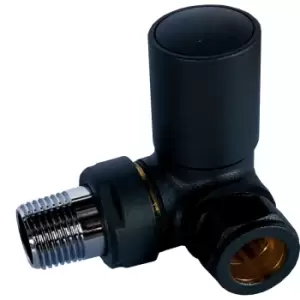 Image of Towelrads Corner Towel Radiator Round Manual Valve and Lockshield - Black