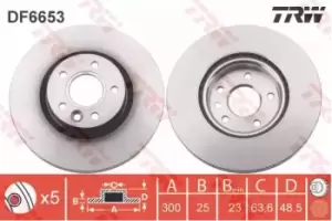 Image of TRW Brake disc DF6653 Brake rotor,Brake discs VOLVO,V40 Schragheck (525, 526)