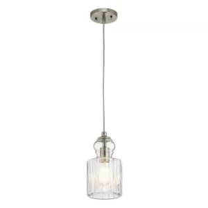 image of Riviera 1 Light Pendant, Brushed Nickel, E27