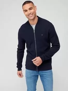 Image of Tommy Hilfiger Interlaced Baseball Zip Through, Blue Size M Men