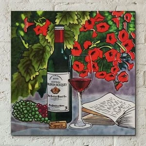 Image of Tile 12x12 Red Wine & Red Flowers By Blossoms & Bows Wall Art