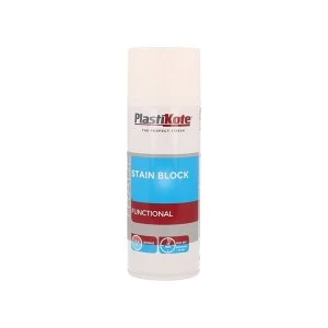 image of PlastiKote Trade Stain Block Spray Paint White 400ml