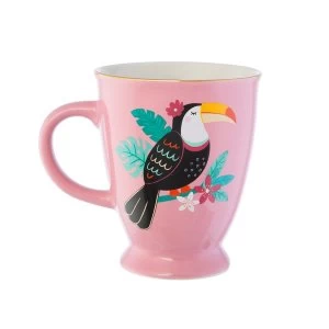 image of Sass & Belle Pink Tiki Toucan Tropical Mug