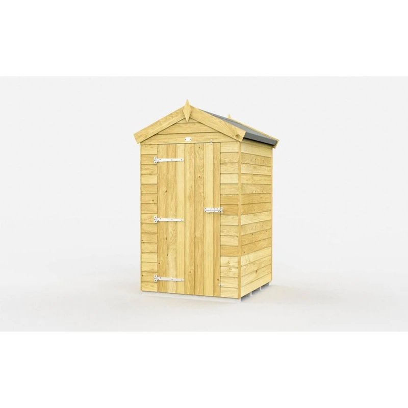 Image of Buttercup Farm 4 x 4 Feet Apex Shed - Single Door W/O Windows - L127 x W118 x H217cm in Brown Brown Unisex
